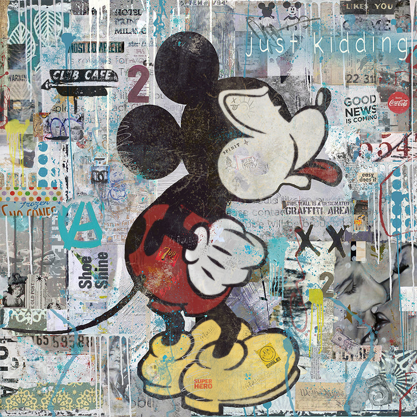 "Just Kidding" – Hand-Embellished Mixed Media Canvas