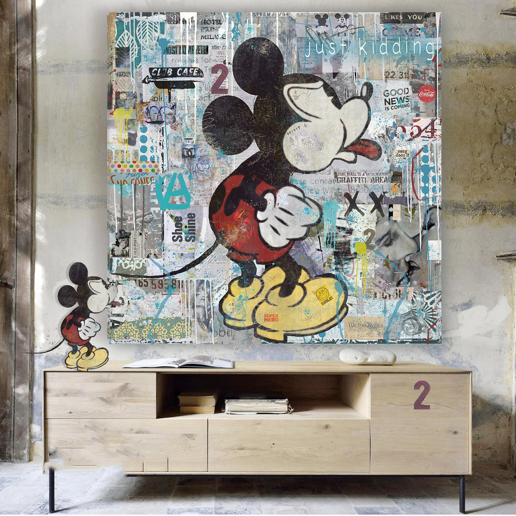 "Just Kidding" – Hand-Embellished Mixed Media Canvas