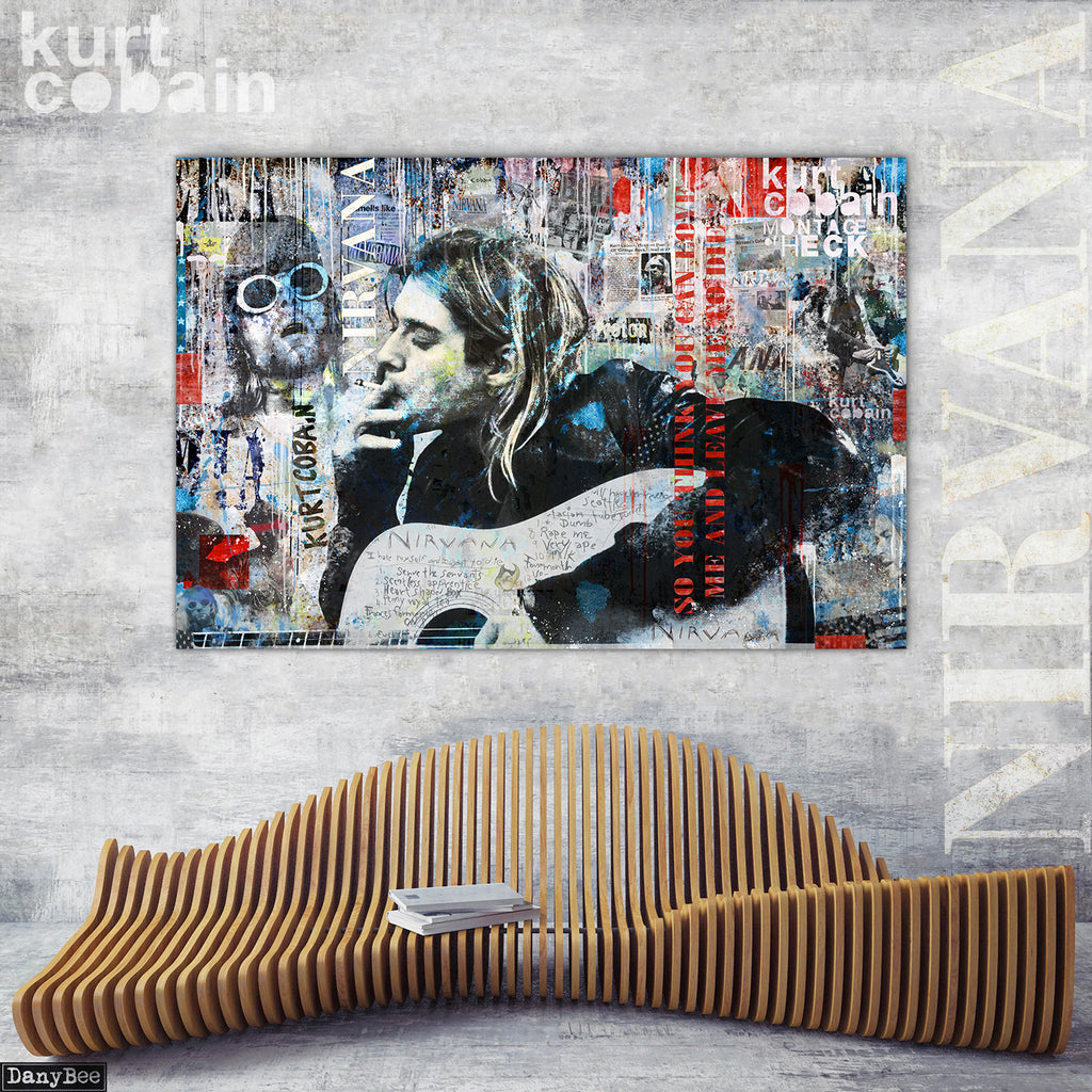 "Come As You Are" – Inspired by Cobain: Hand-Embellished Mixed Media Canvas