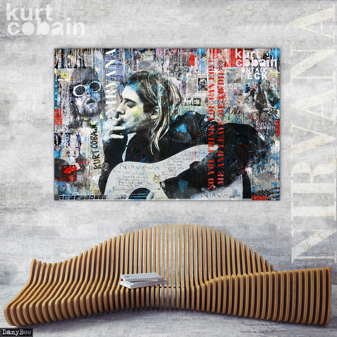 "Come As You Are" – Inspired by Cobain: Hand-Embellished Mixed Media Canvas
