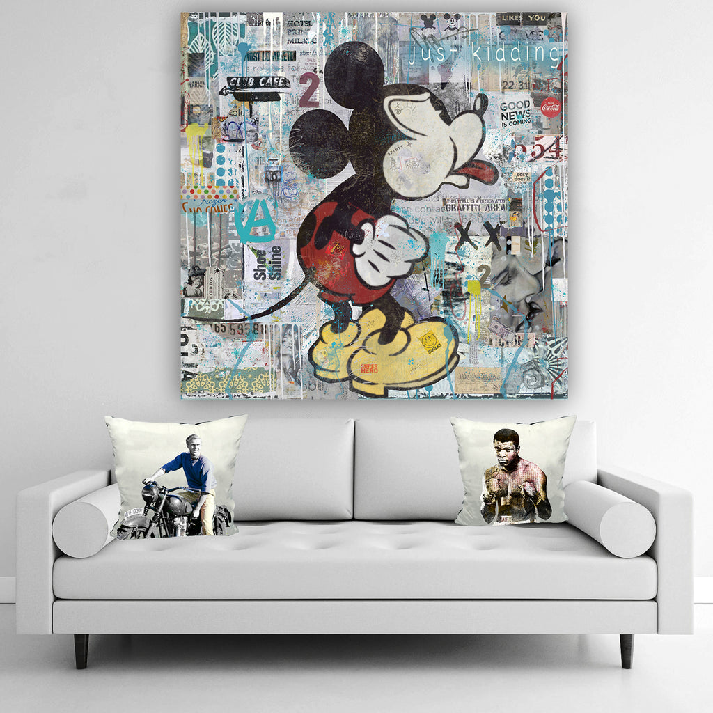 "Just Kidding" – Hand-Embellished Mixed Media Canvas