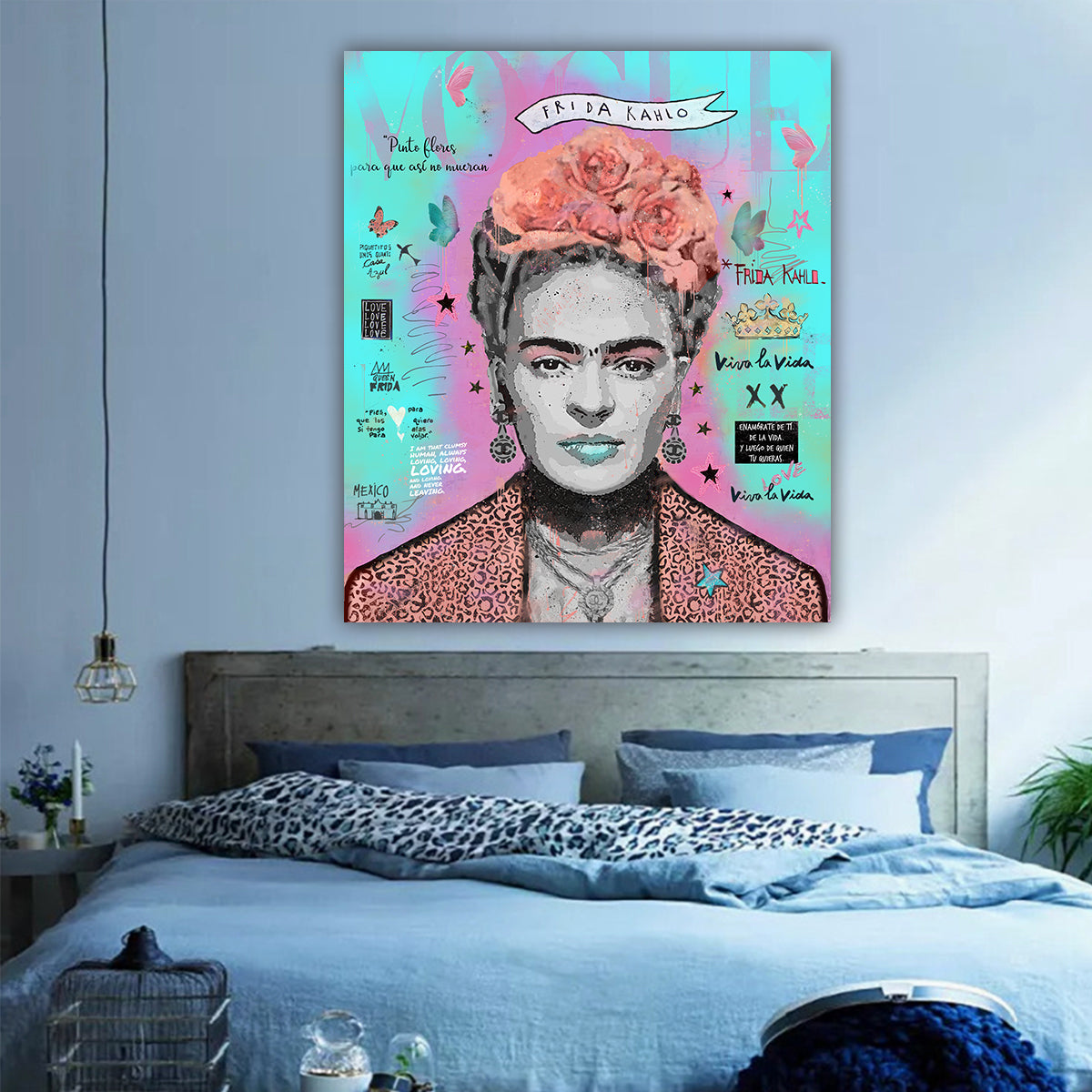 "Viva la Vida" – Inspired by Frida: Hand-Embellished Mixed Media Canvas