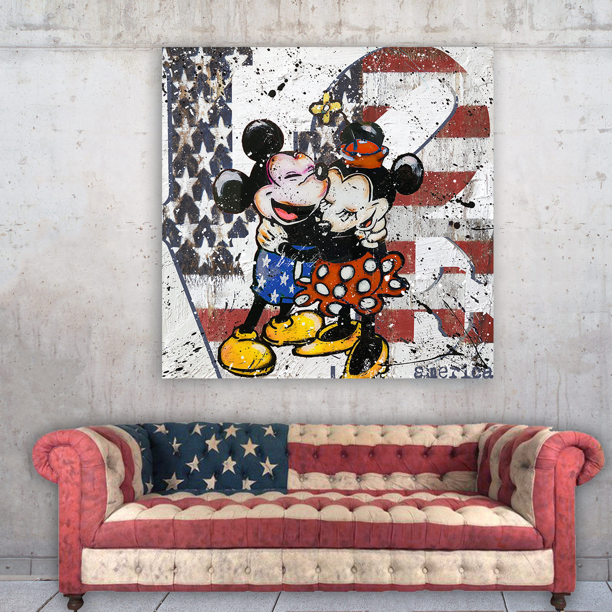 "Love America" – Hand-Embellished Mixed Media Canvas