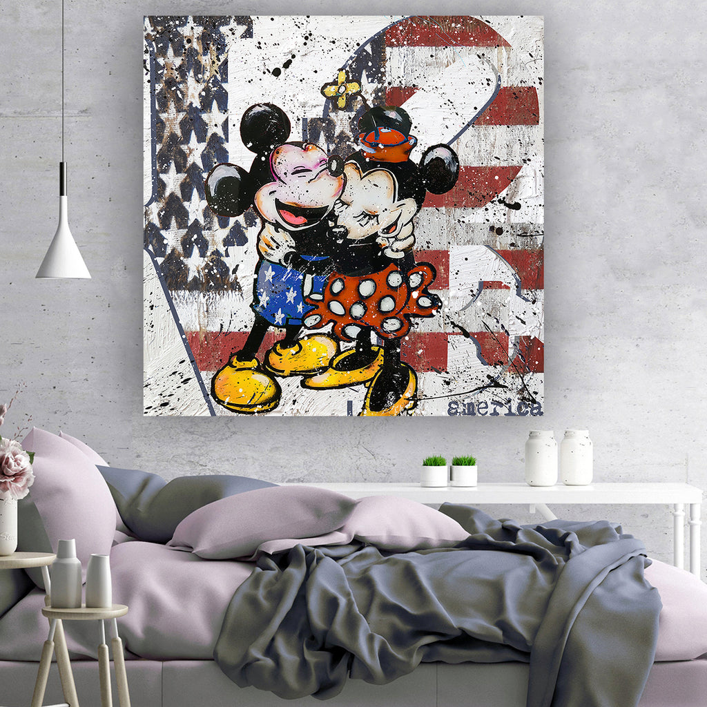 "Love America" – Hand-Embellished Mixed Media Canvas