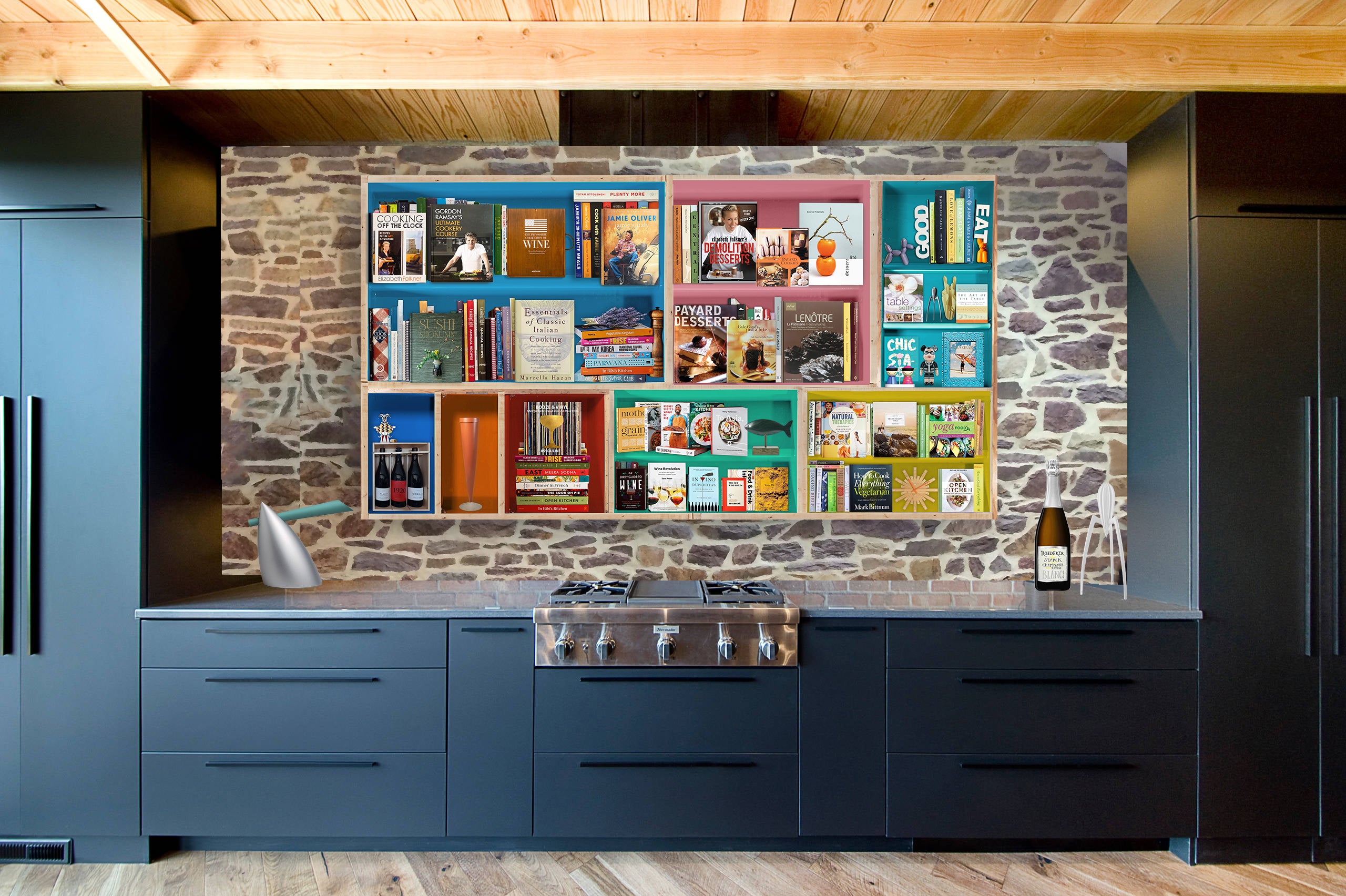 "The Culinary Library" – Famous Chefs & Cookbooks Acrylic Collage