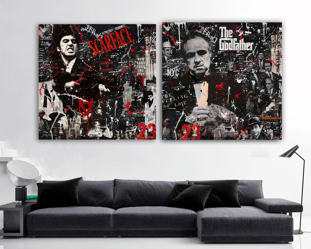 "The Don" – Inspired by The Godfather: Hand-Embellished Mixed Media Canvas