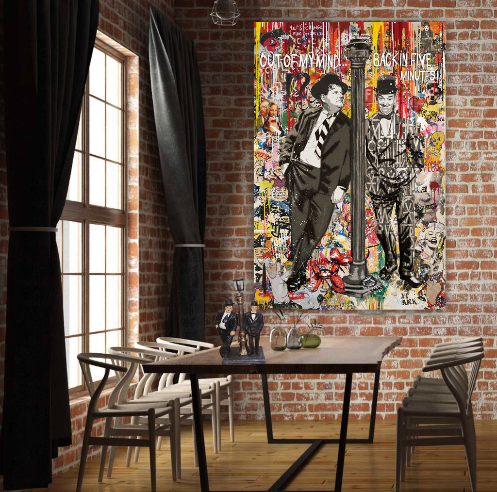 "Out of My Mind" – Laurel & Hardy Limited Edition Mixed Media Canvas