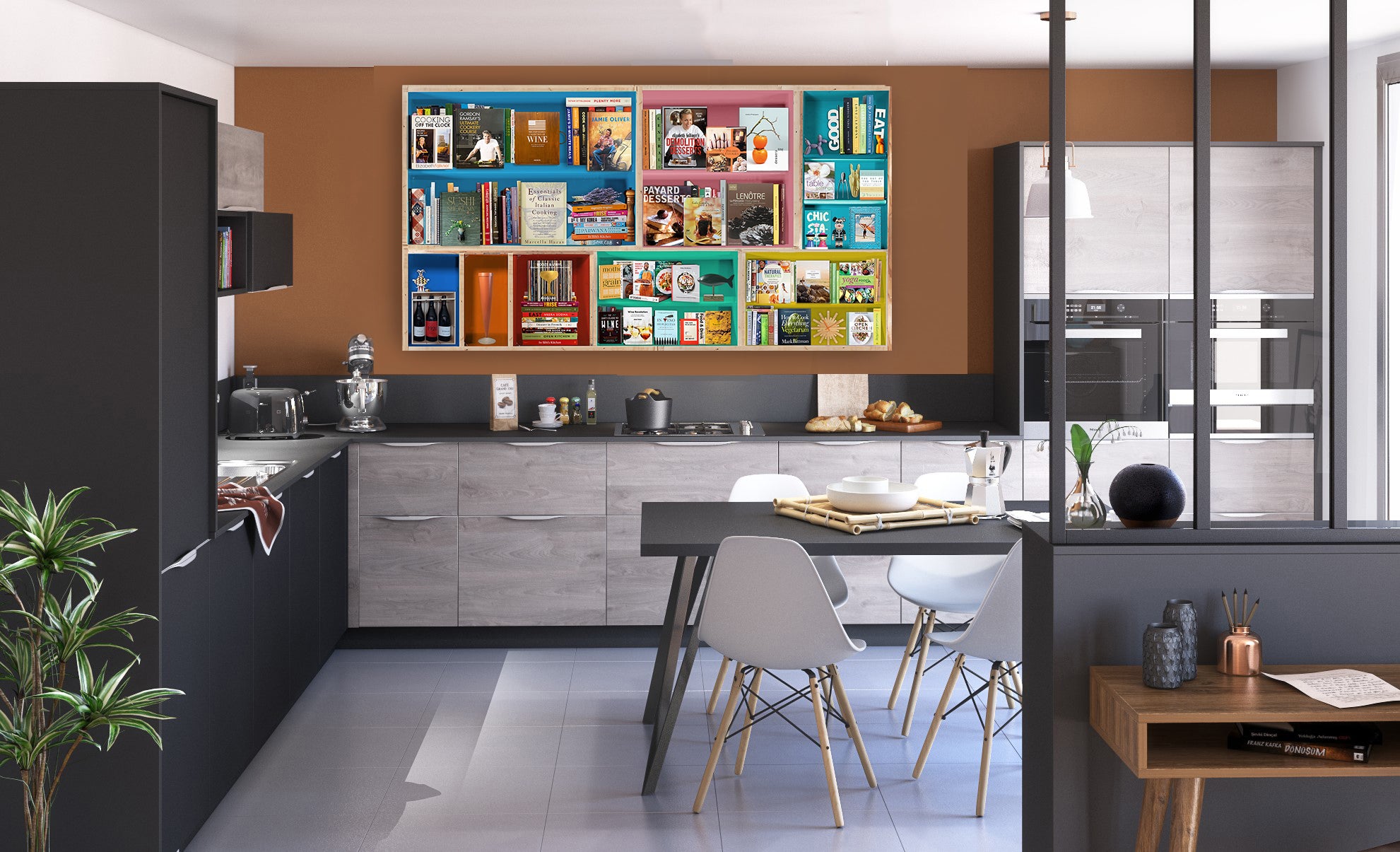 "The Culinary Library" – Famous Chefs & Cookbooks Acrylic Collage