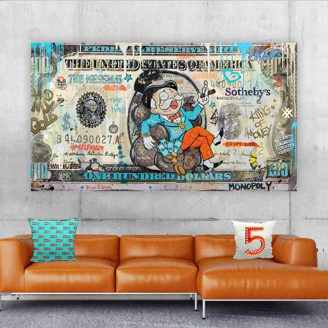 "The King of Money" – Monopoly Inspired: Hand-Embellished Mixed Media Canvas