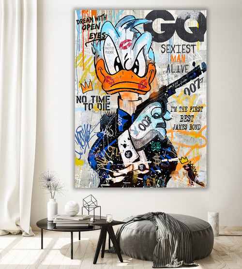 "Agent 007" – Inspired by Bond: Hand-Embellished Mixed Media Canvas