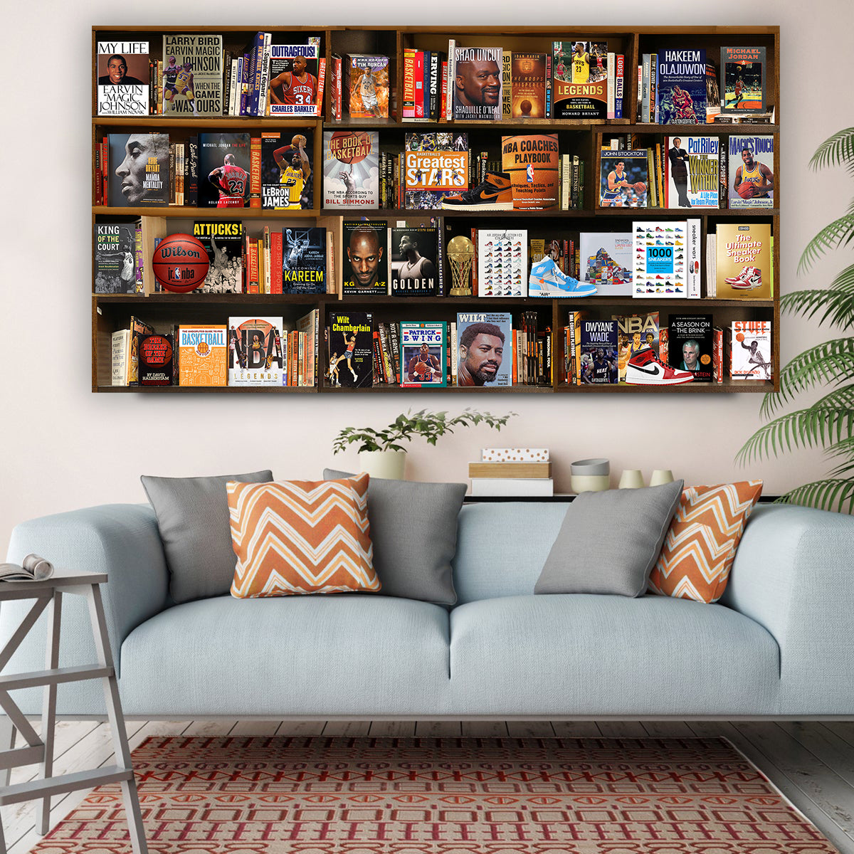 "The Hardwood Library" – Basketball Legends Acrylic Collage