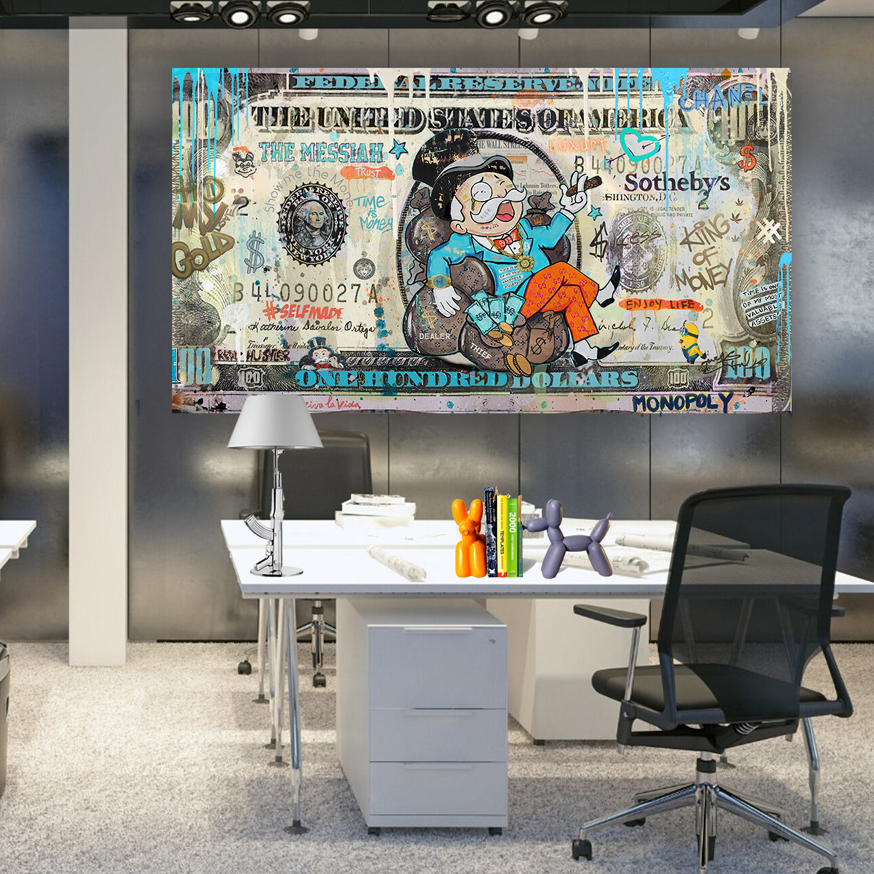 "The King of Money" – Monopoly Inspired: Hand-Embellished Mixed Media Canvas