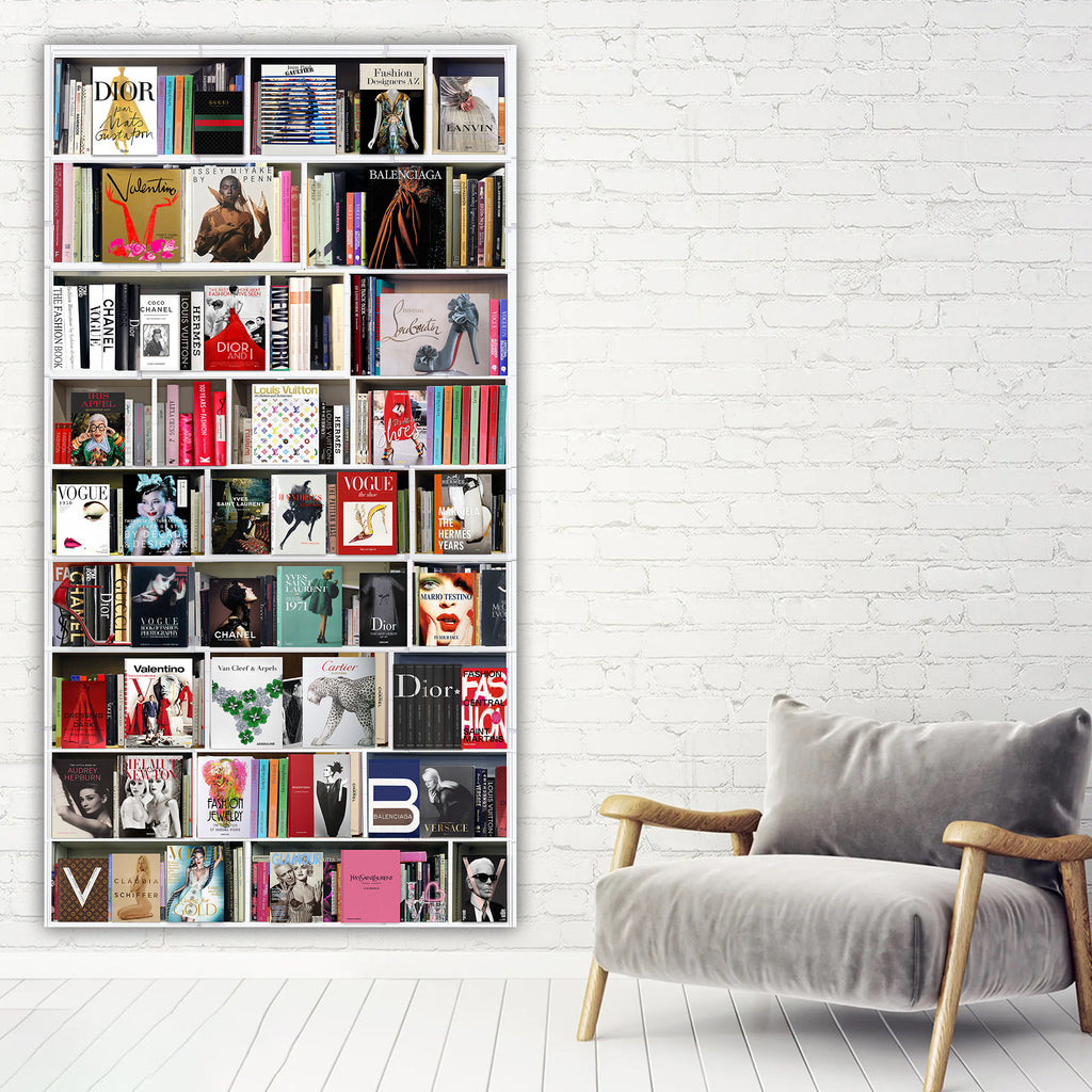 "The Atelier Library" – Designer & Luxury Fashion Acrylic Collage Vertical