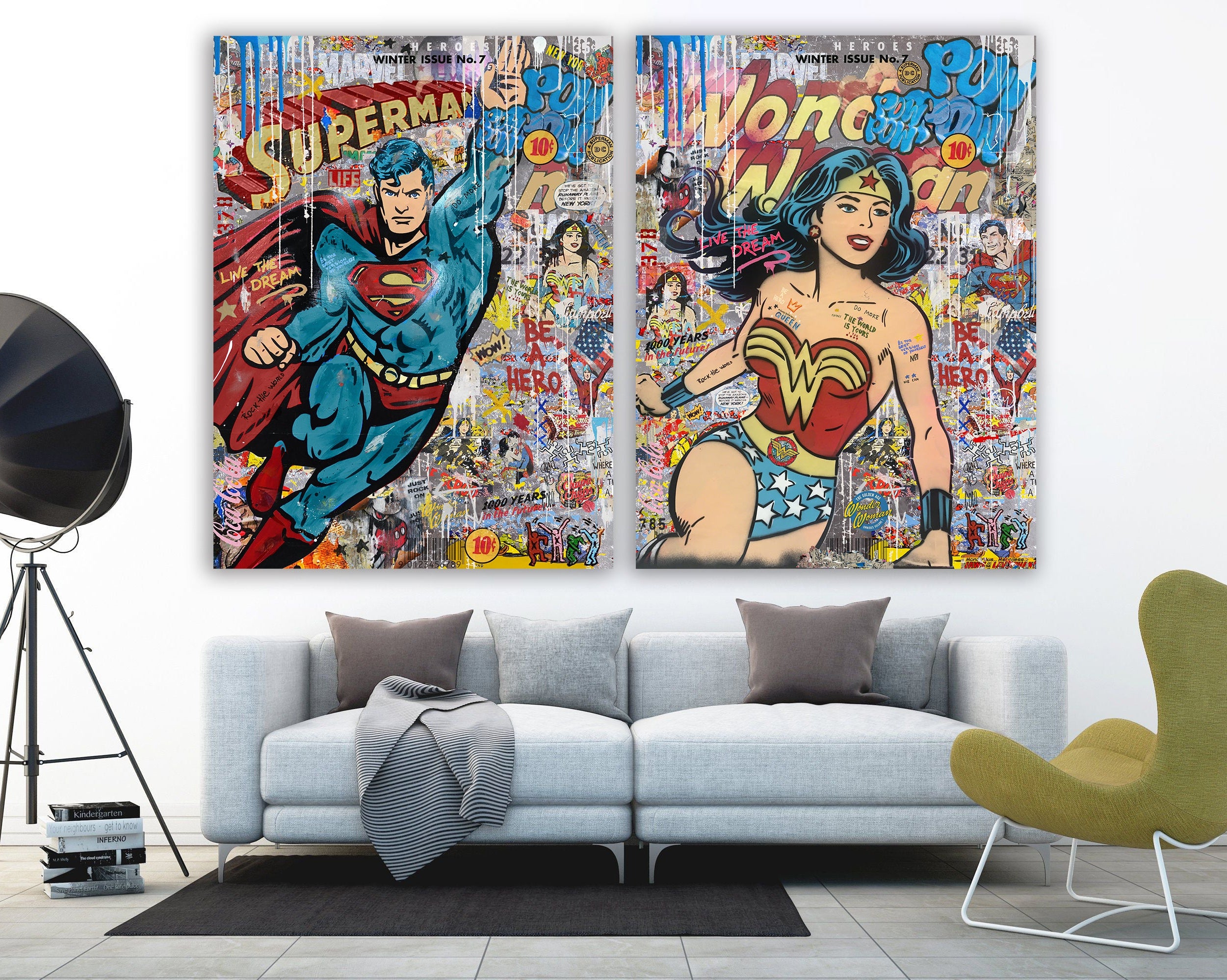 "Be A Hero" – Hand-Embellished Mixed Media Canvas