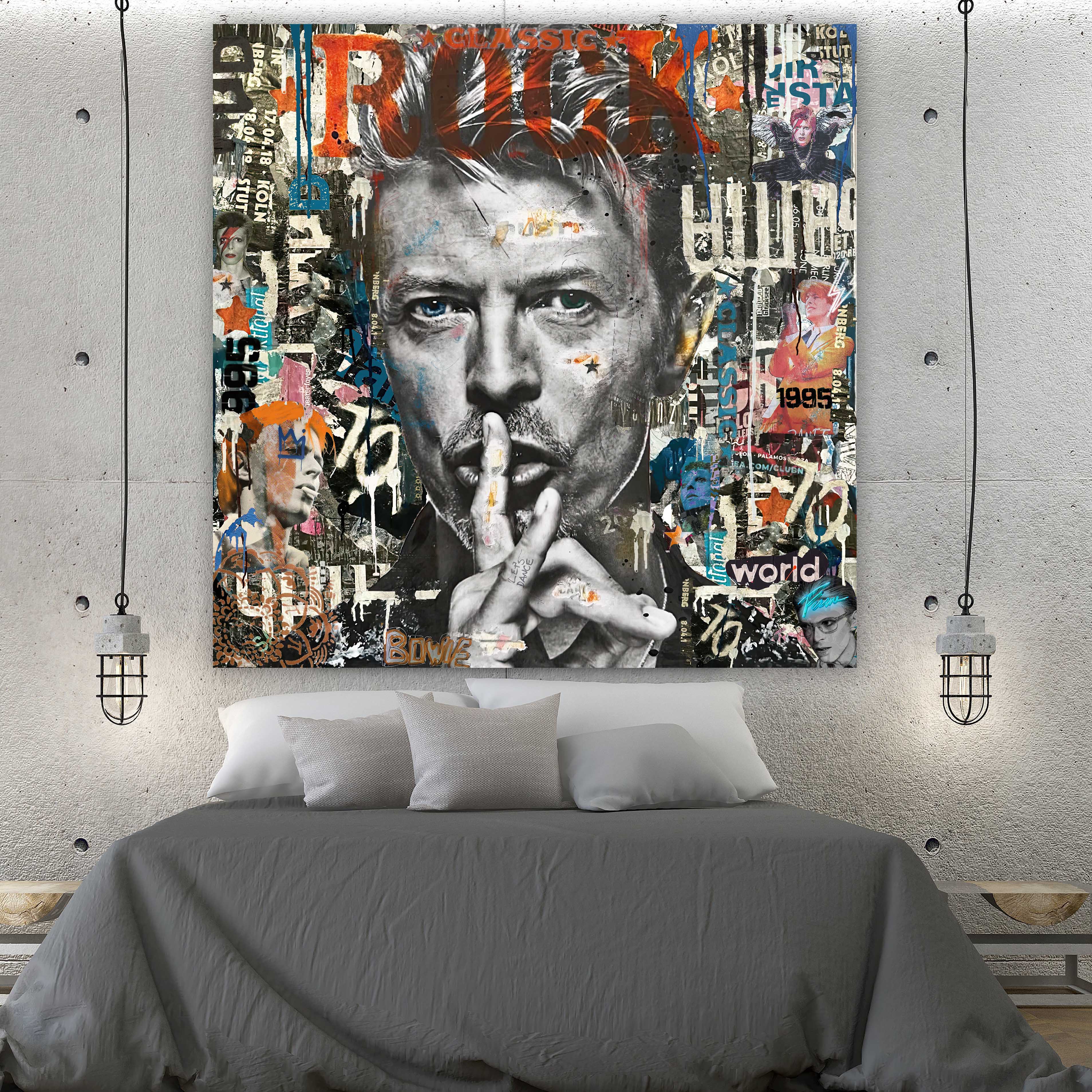 "Sound and Vision" – Inspired by Bowie: Hand-Embellished Mixed Media Canvas