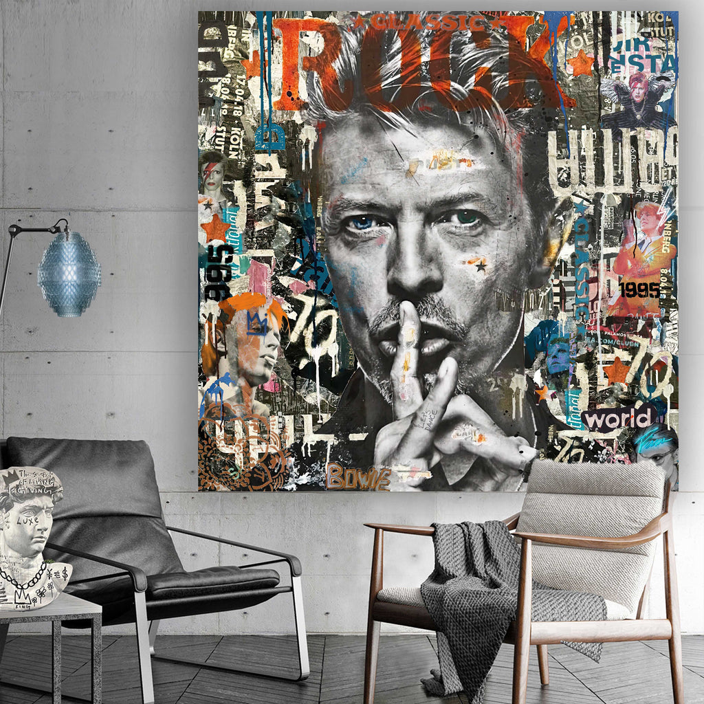 "Sound and Vision" – Inspired by Bowie: Hand-Embellished Mixed Media Canvas