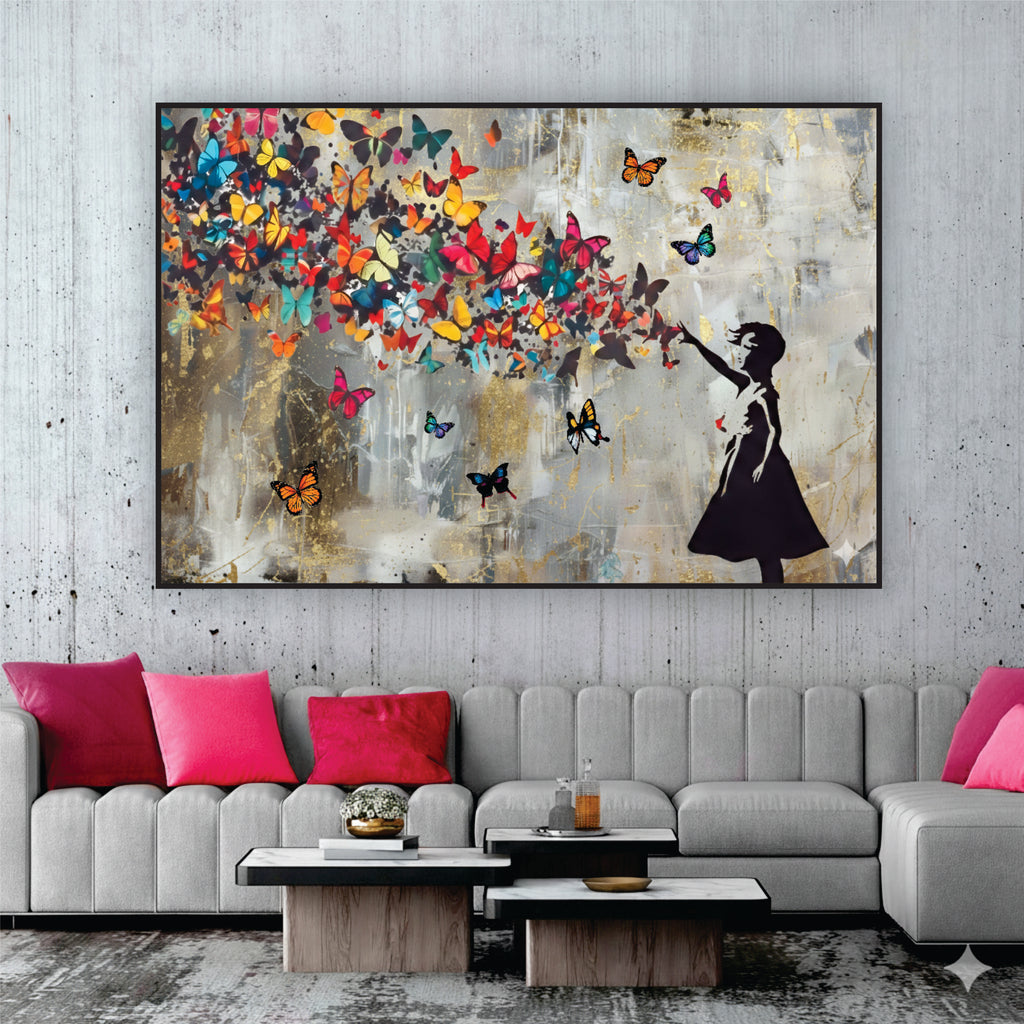"The Butterfly Girl" – Hand-Embellished Mixed Media Canvas