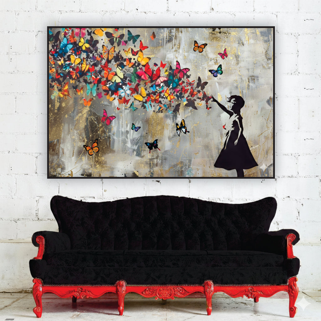 "The Butterfly Girl" – Hand-Embellished Mixed Media Canvas