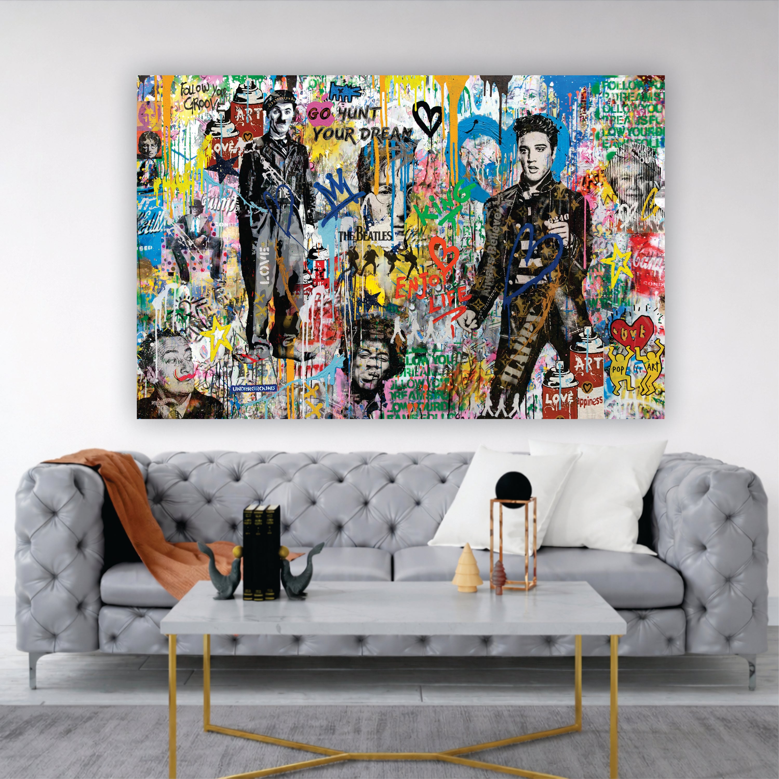 "The King’s Groove" – Elvis & Icons Hand-Embellished Mixed Media Canvas