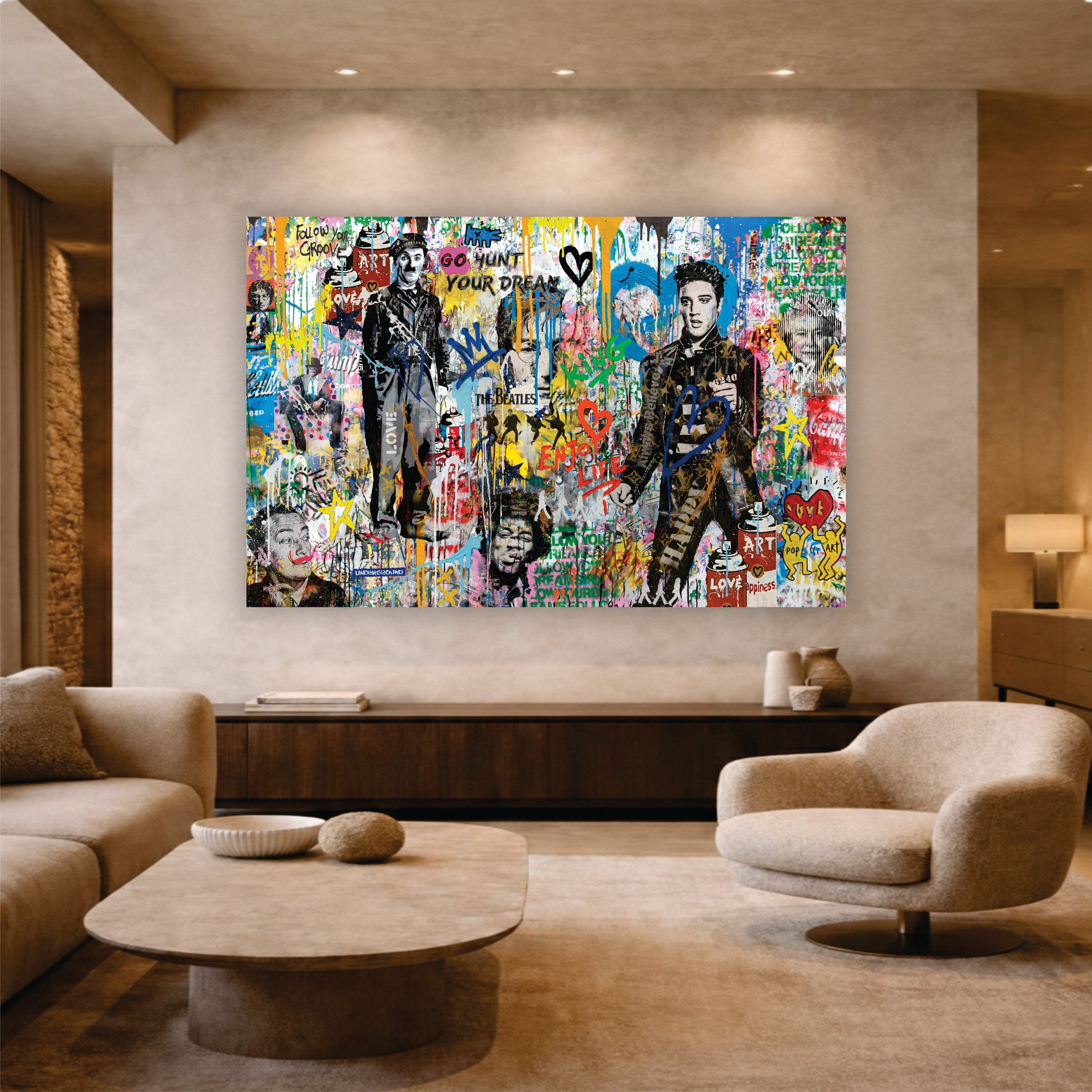 "The King’s Groove" – Elvis & Icons Hand-Embellished Mixed Media Canvas