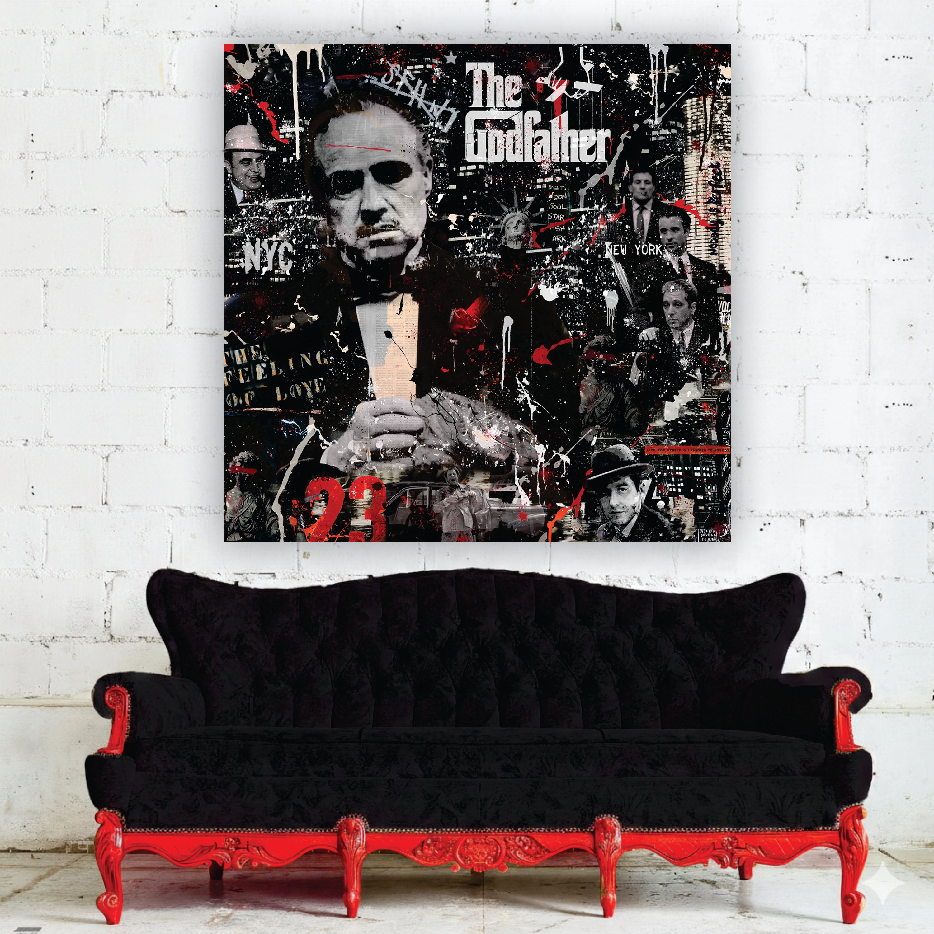 "The Don" – Inspired by The Godfather: Hand-Embellished Mixed Media Canvas